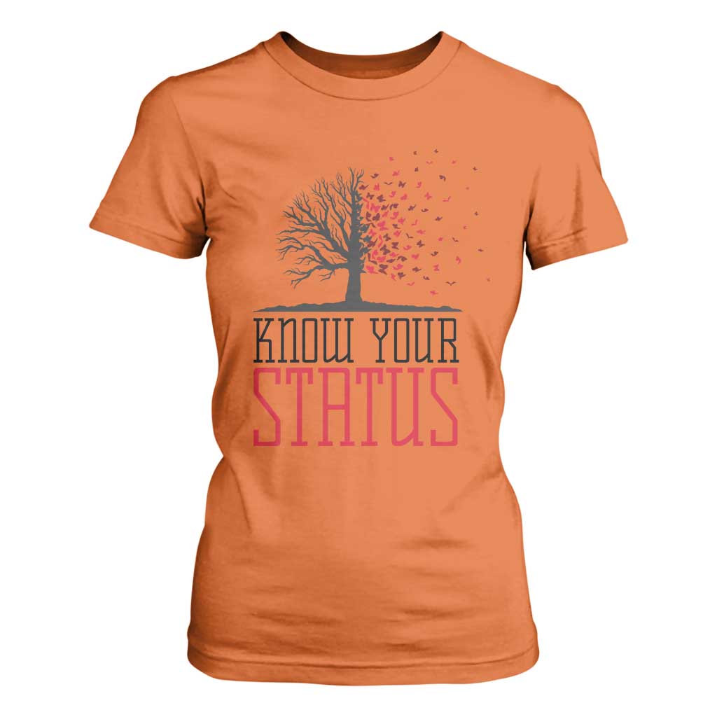 HIV Support Month T Shirt For Women Know Your Status Prevention Fighter Gift