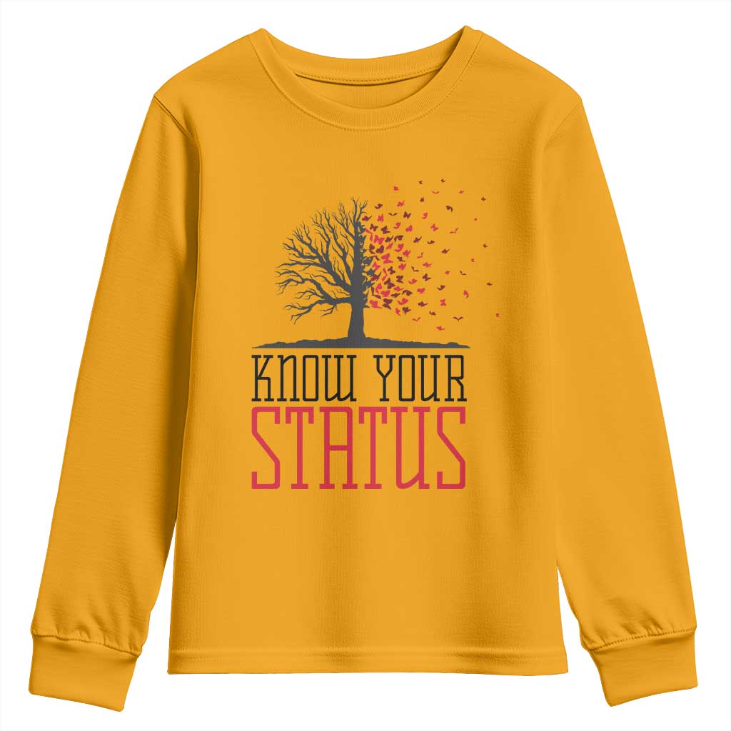 HIV Support Month Youth Sweatshirt Know Your Status Prevention Fighter Gift