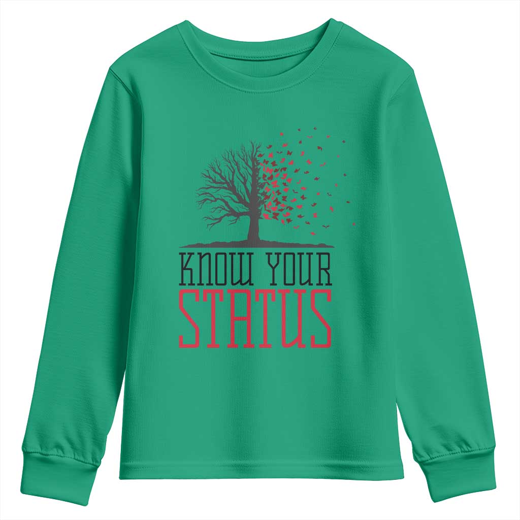 HIV Support Month Youth Sweatshirt Know Your Status Prevention Fighter Gift