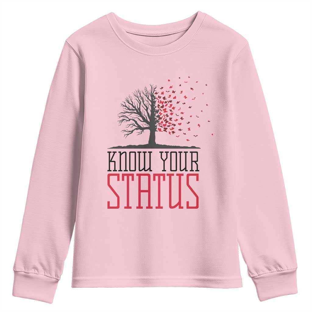 HIV Support Month Youth Sweatshirt Know Your Status Prevention Fighter Gift