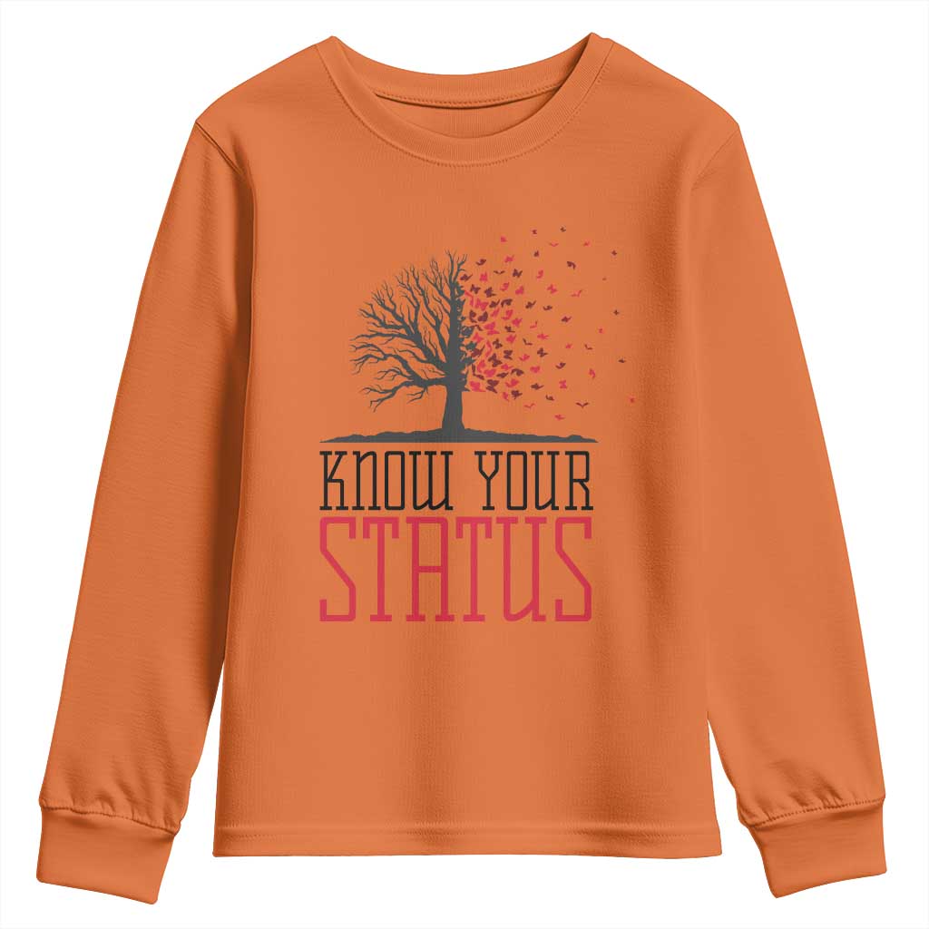 HIV Support Month Youth Sweatshirt Know Your Status Prevention Fighter Gift