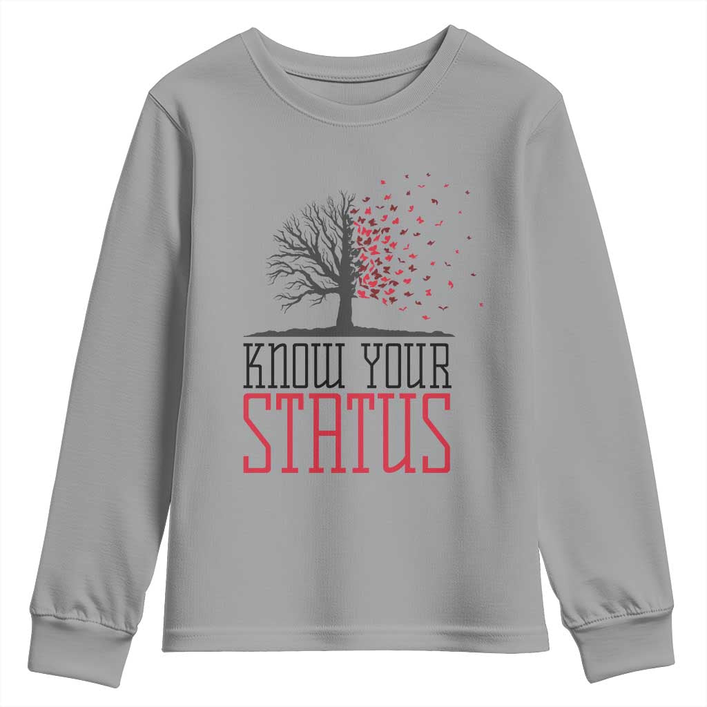 HIV Support Month Youth Sweatshirt Know Your Status Prevention Fighter Gift