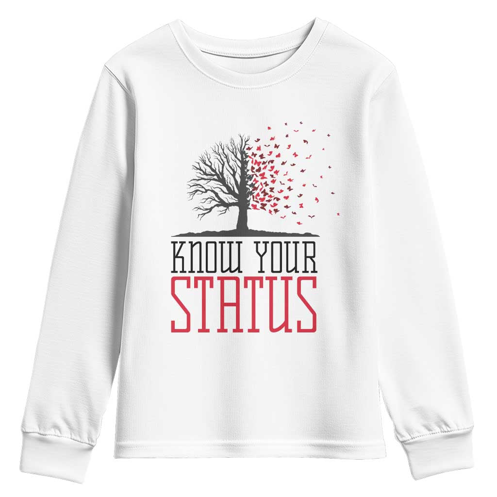 HIV Support Month Youth Sweatshirt Know Your Status Prevention Fighter Gift