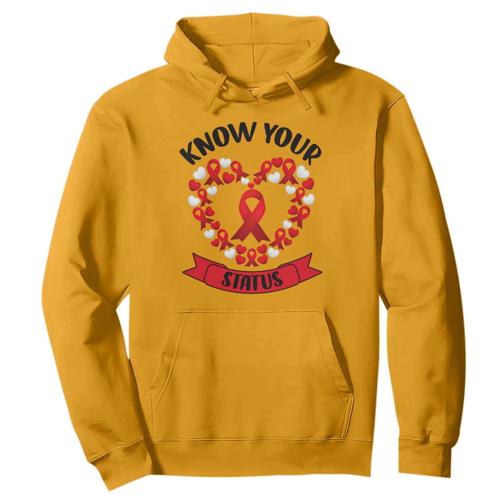 Know Your Status Red Ribbon HIV AIDS Support Support Month Gift Hoodie