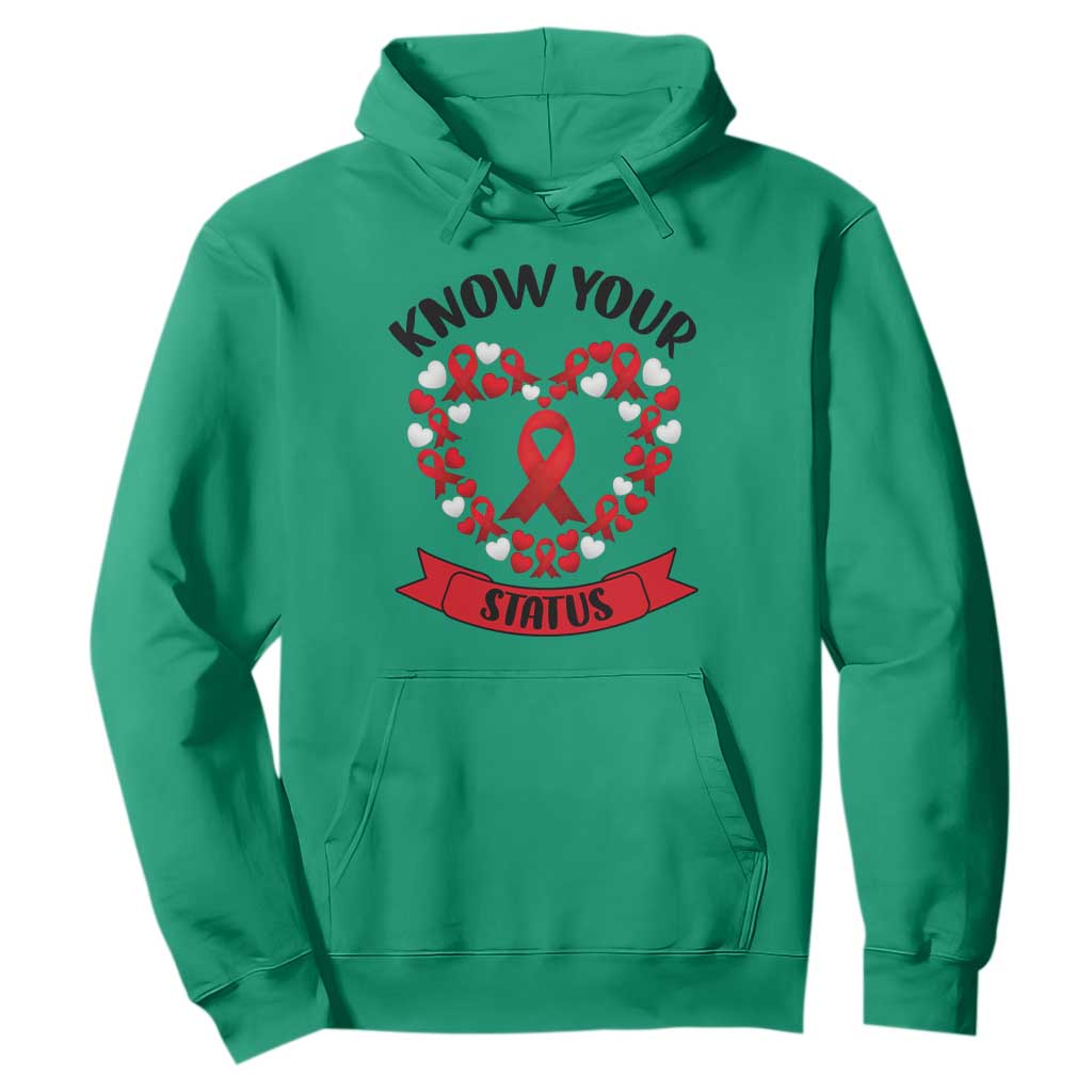 Know Your Status Red Ribbon HIV AIDS Support Support Month Gift Hoodie