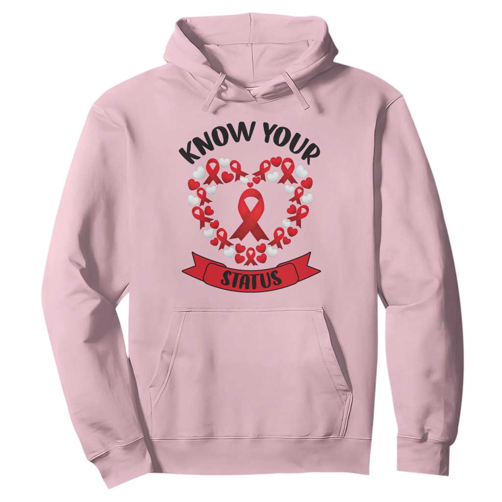 Know Your Status Red Ribbon HIV AIDS Support Support Month Gift Hoodie