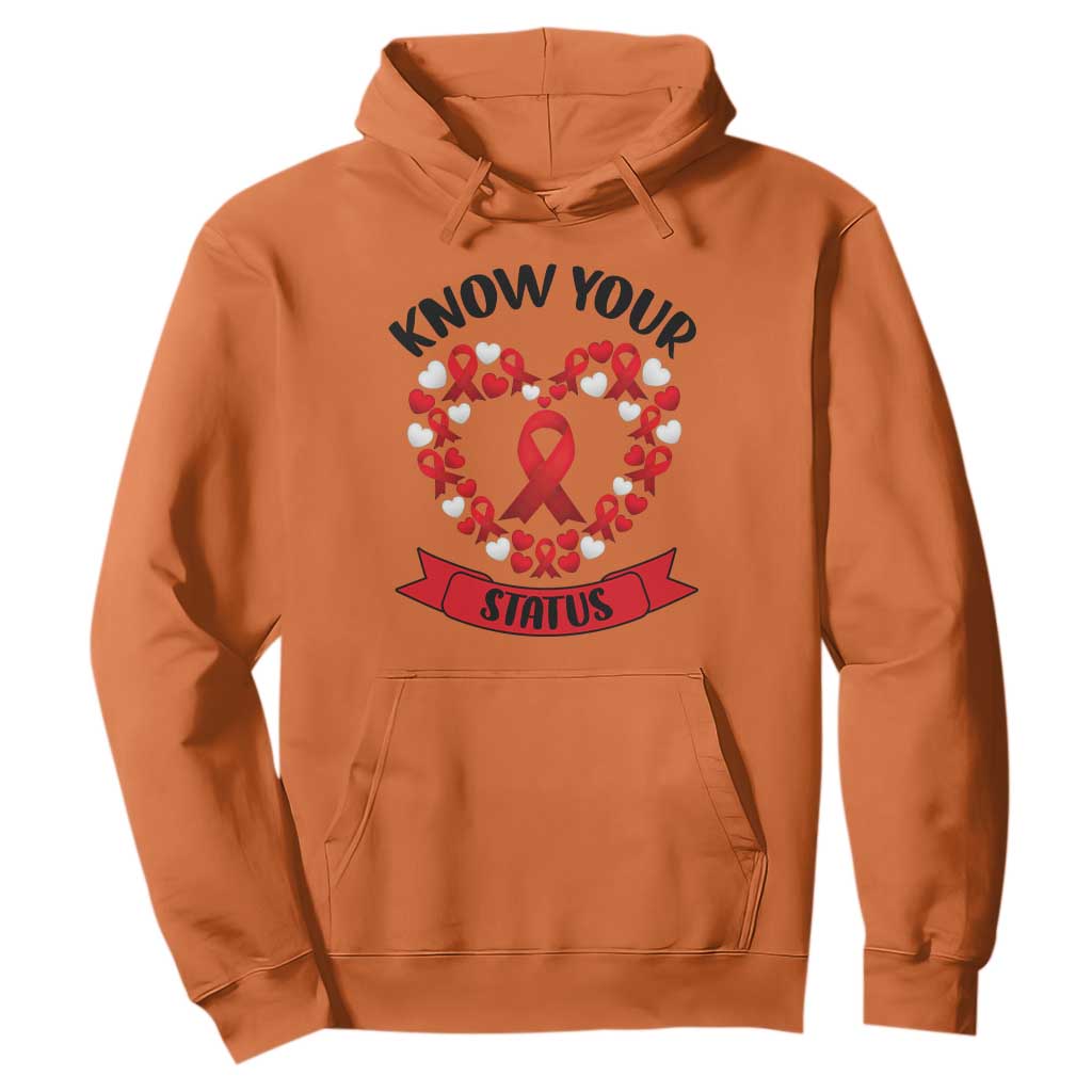 Know Your Status Red Ribbon HIV AIDS Support Support Month Gift Hoodie