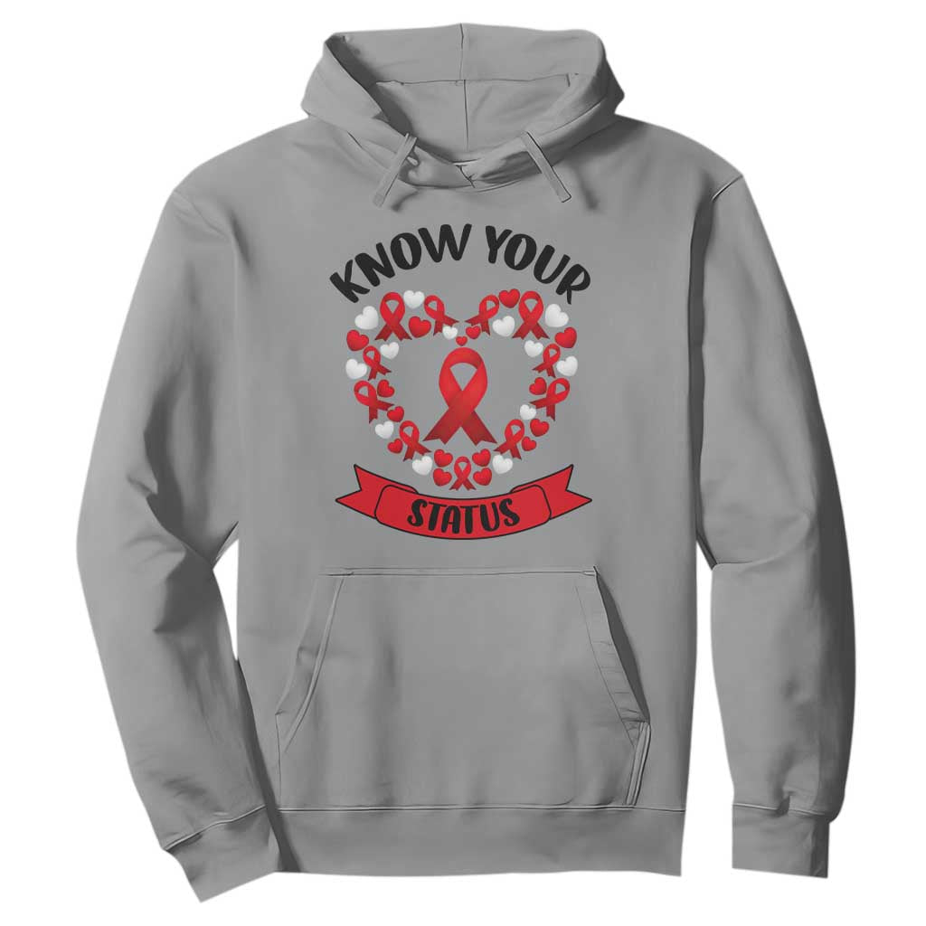 Know Your Status Red Ribbon HIV AIDS Support Support Month Gift Hoodie