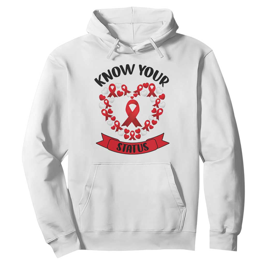 Know Your Status Red Ribbon HIV AIDS Support Support Month Gift Hoodie