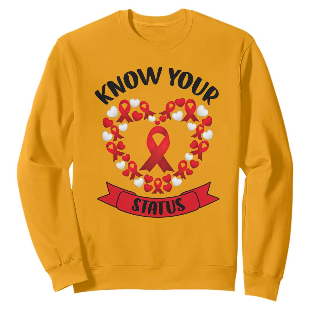 Know Your Status Red Ribbon HIV AIDS Support Support Month Gift Sweatshirt