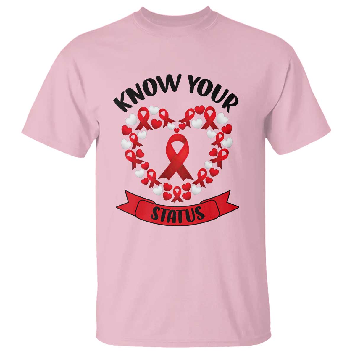 Know Your Status Red Ribbon HIV AIDS Support Support Month Gift T Shirt
