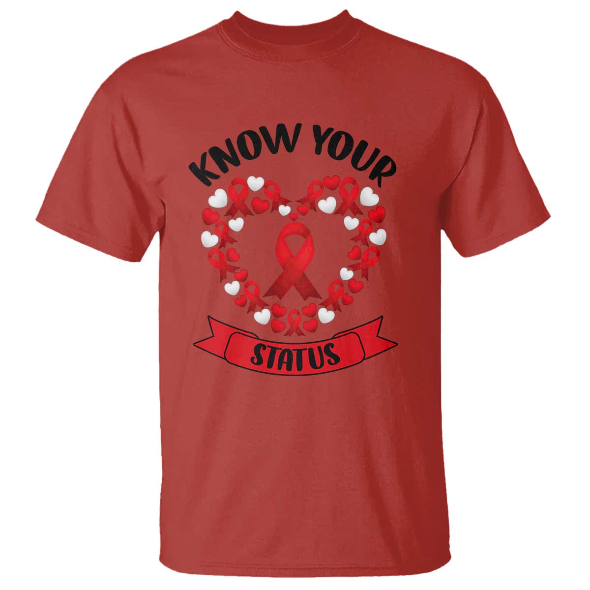 Know Your Status Red Ribbon HIV AIDS Support Support Month Gift T Shirt
