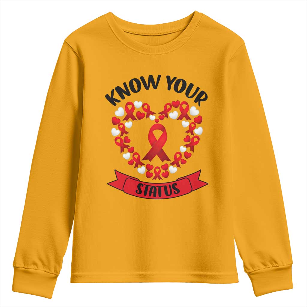 Know Your Status Red Ribbon HIV AIDS Support Support Month Gift Youth Sweatshirt