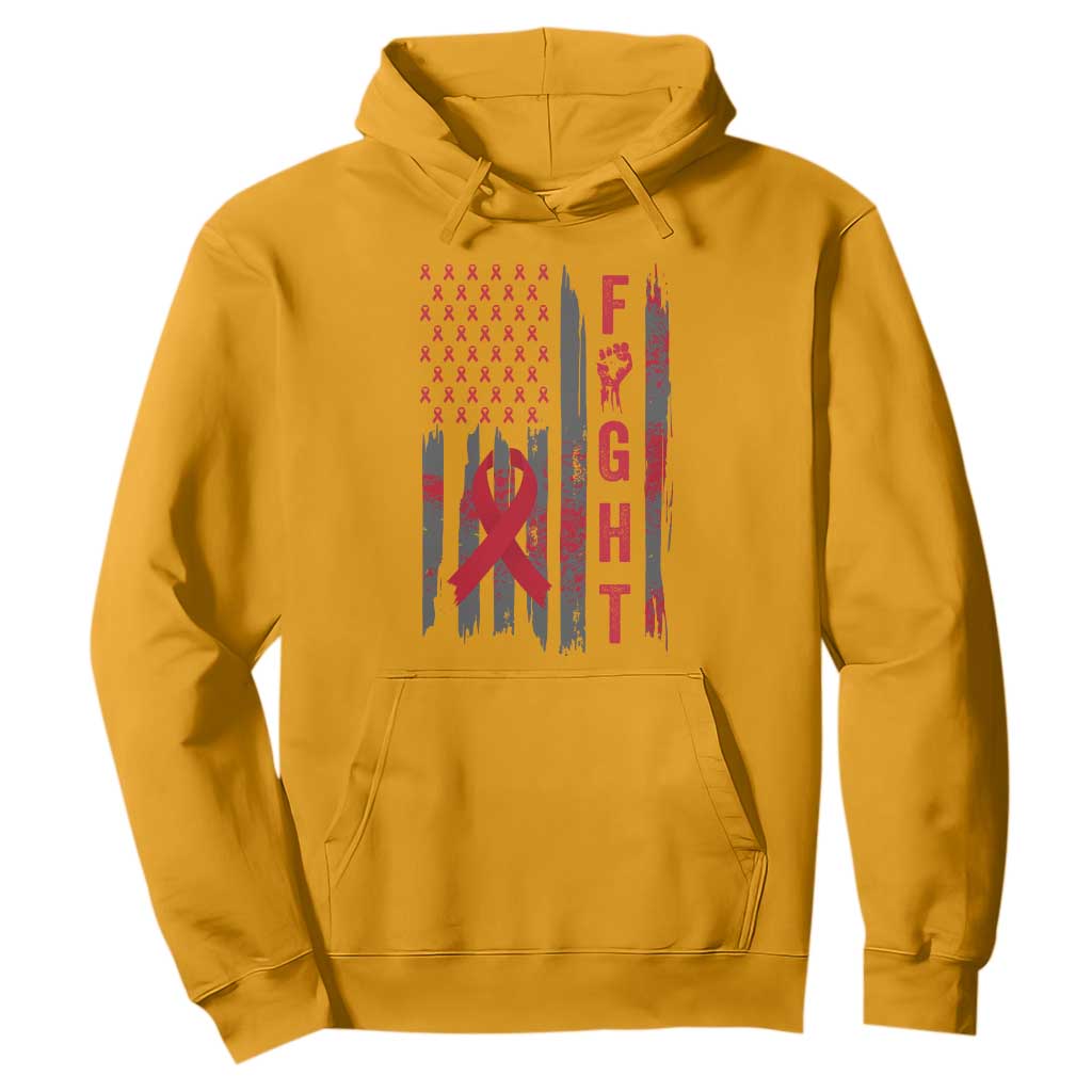 Fight For A Cure HIV AIDS Support Hoodie Patriotic Red Ribbon Gift