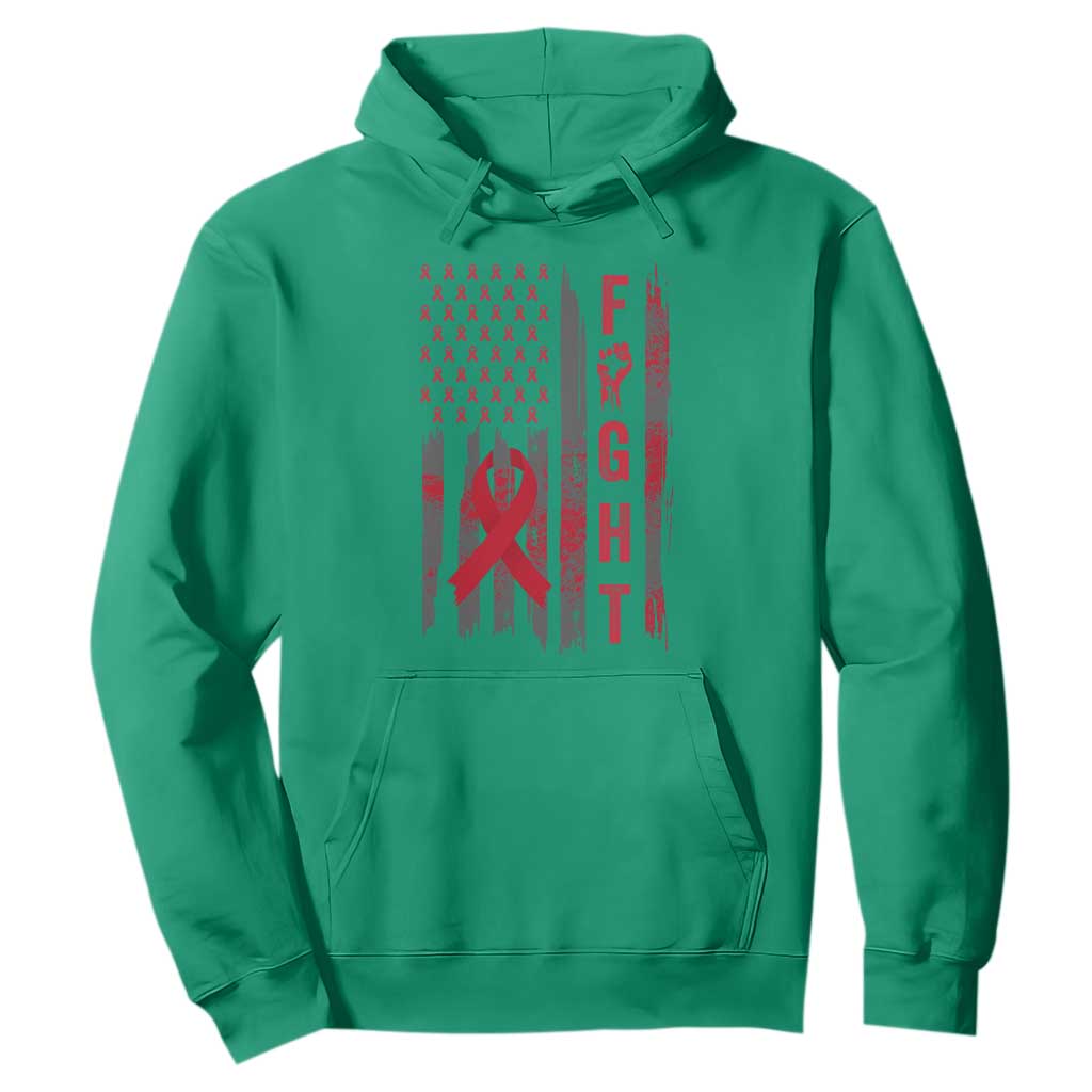 Fight For A Cure HIV AIDS Support Hoodie Patriotic Red Ribbon Gift