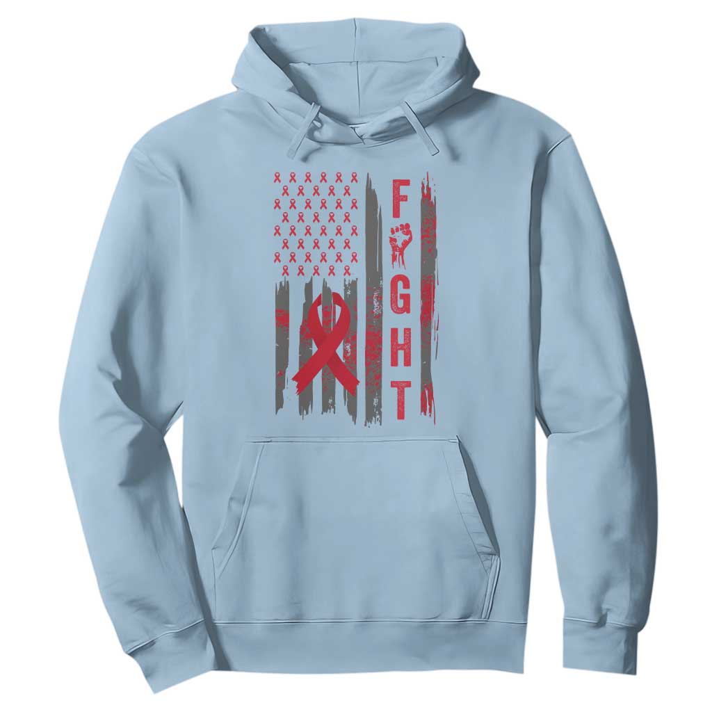 Fight For A Cure HIV AIDS Support Hoodie Patriotic Red Ribbon Gift