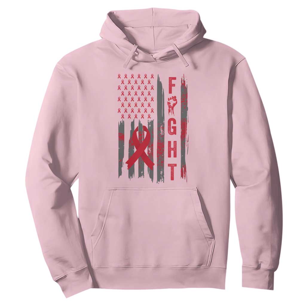 Fight For A Cure HIV AIDS Support Hoodie Patriotic Red Ribbon Gift