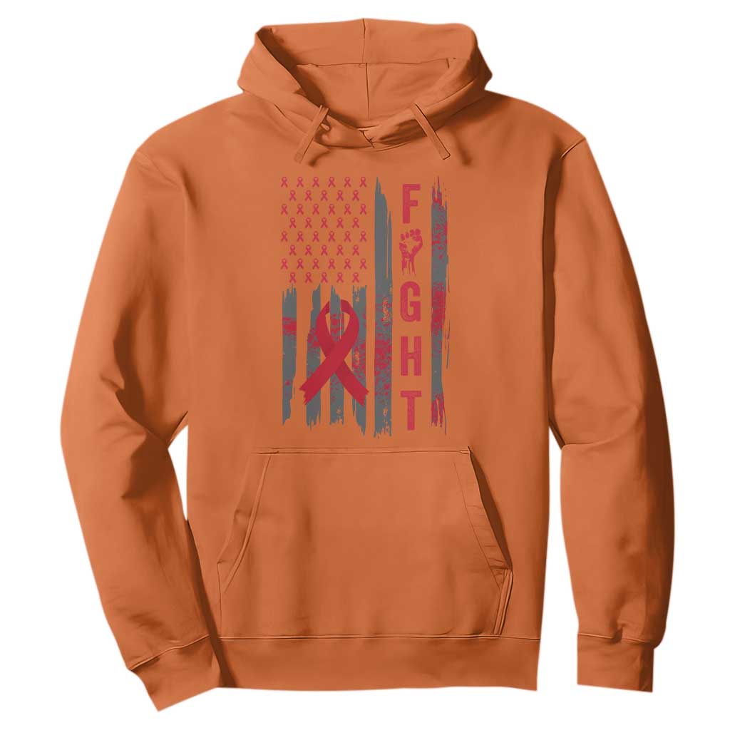 Fight For A Cure HIV AIDS Support Hoodie Patriotic Red Ribbon Gift