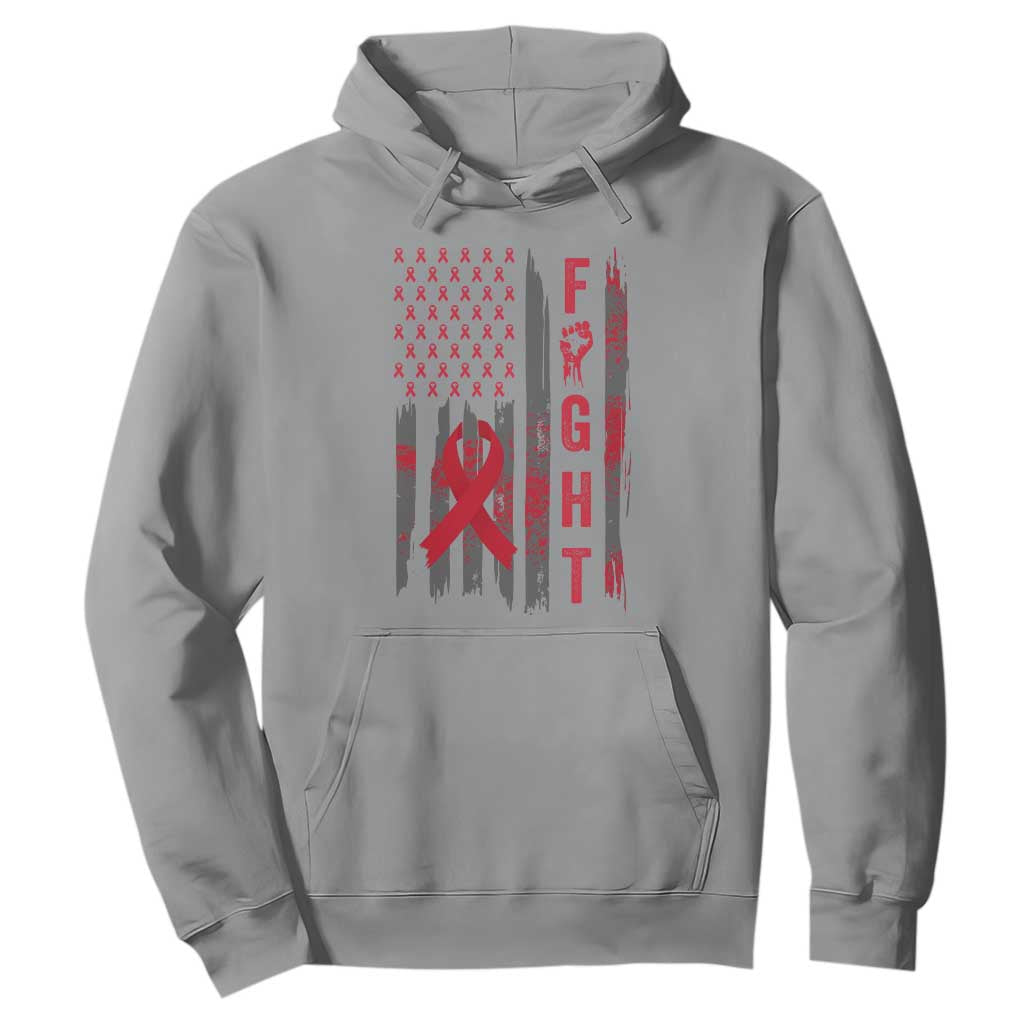 Fight For A Cure HIV AIDS Support Hoodie Patriotic Red Ribbon Gift
