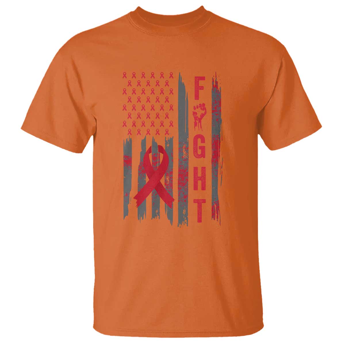 Fight For A Cure HIV AIDS Support T Shirt Patriotic Red Ribbon Gift