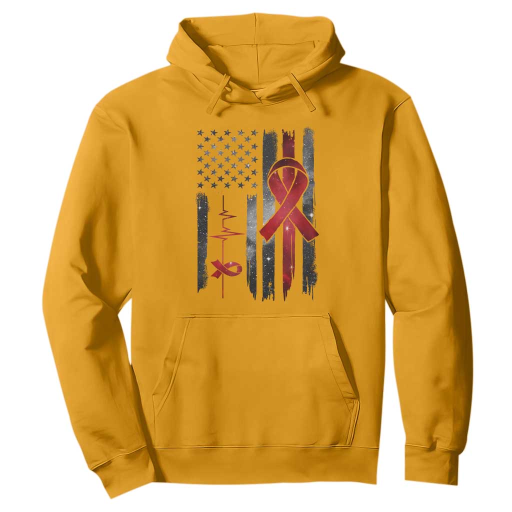 World AIDS Day Hoodie American Flag Red Ribbon Gift
