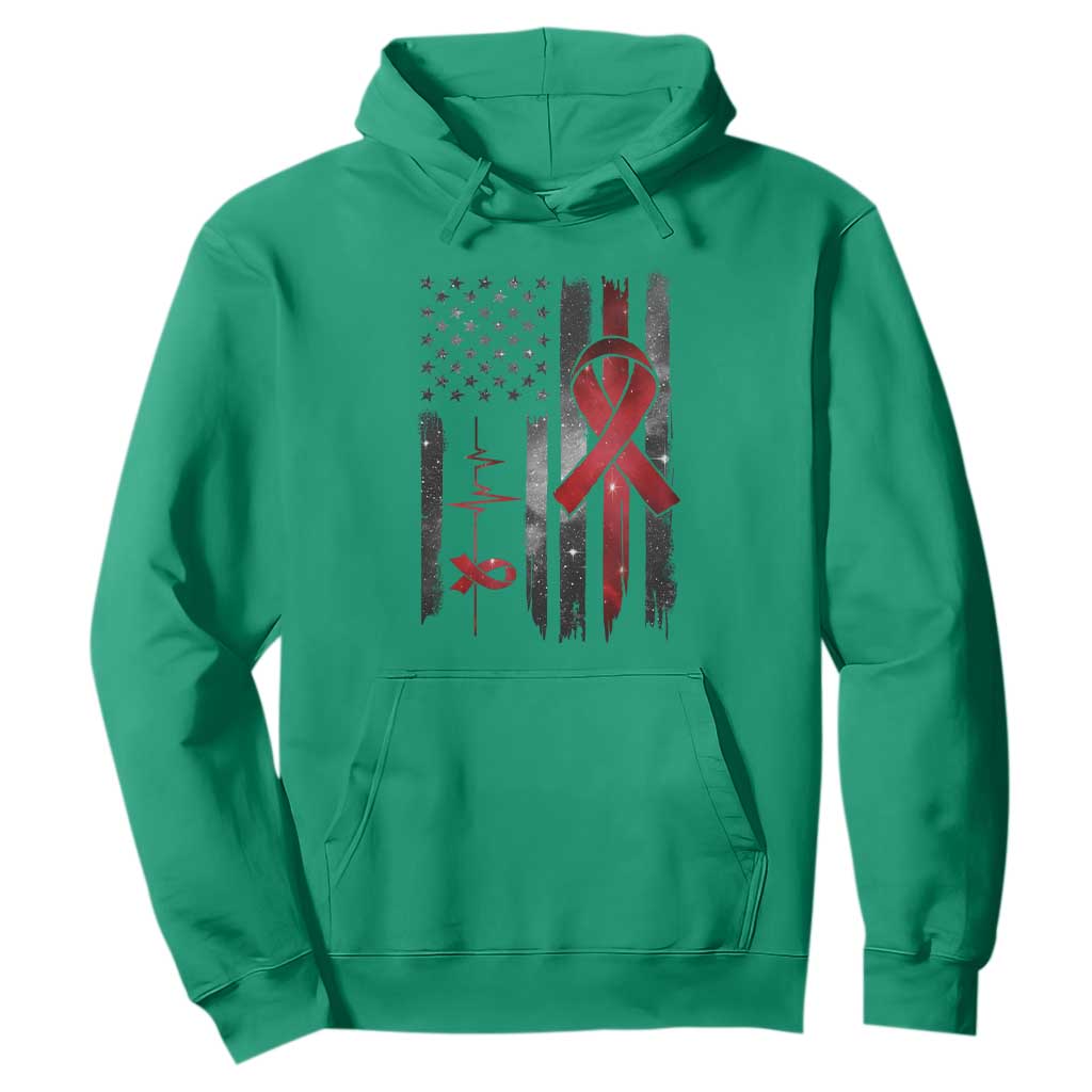 World AIDS Day Hoodie American Flag Red Ribbon Gift