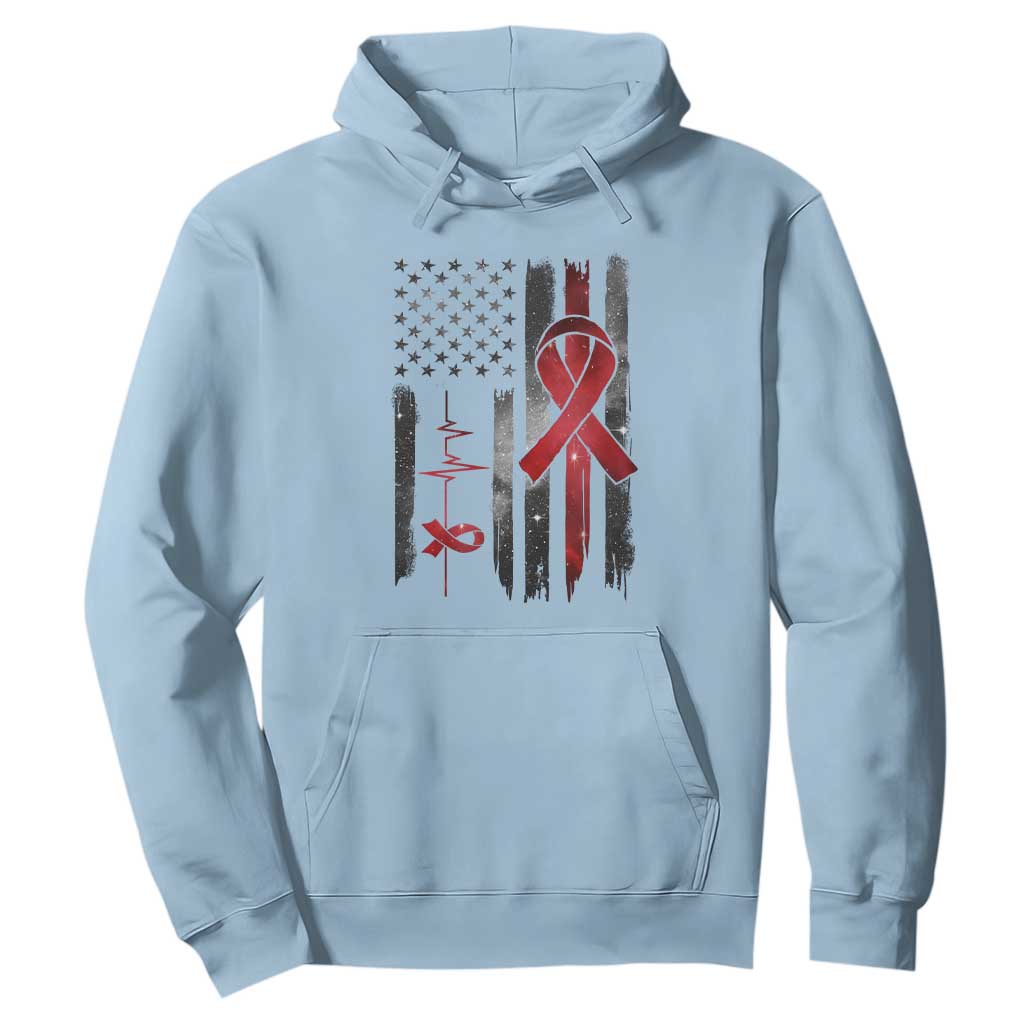 World AIDS Day Hoodie American Flag Red Ribbon Gift