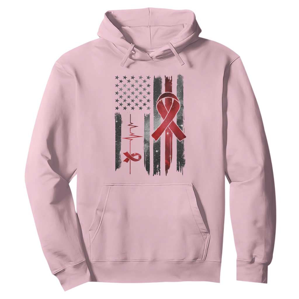 World AIDS Day Hoodie American Flag Red Ribbon Gift