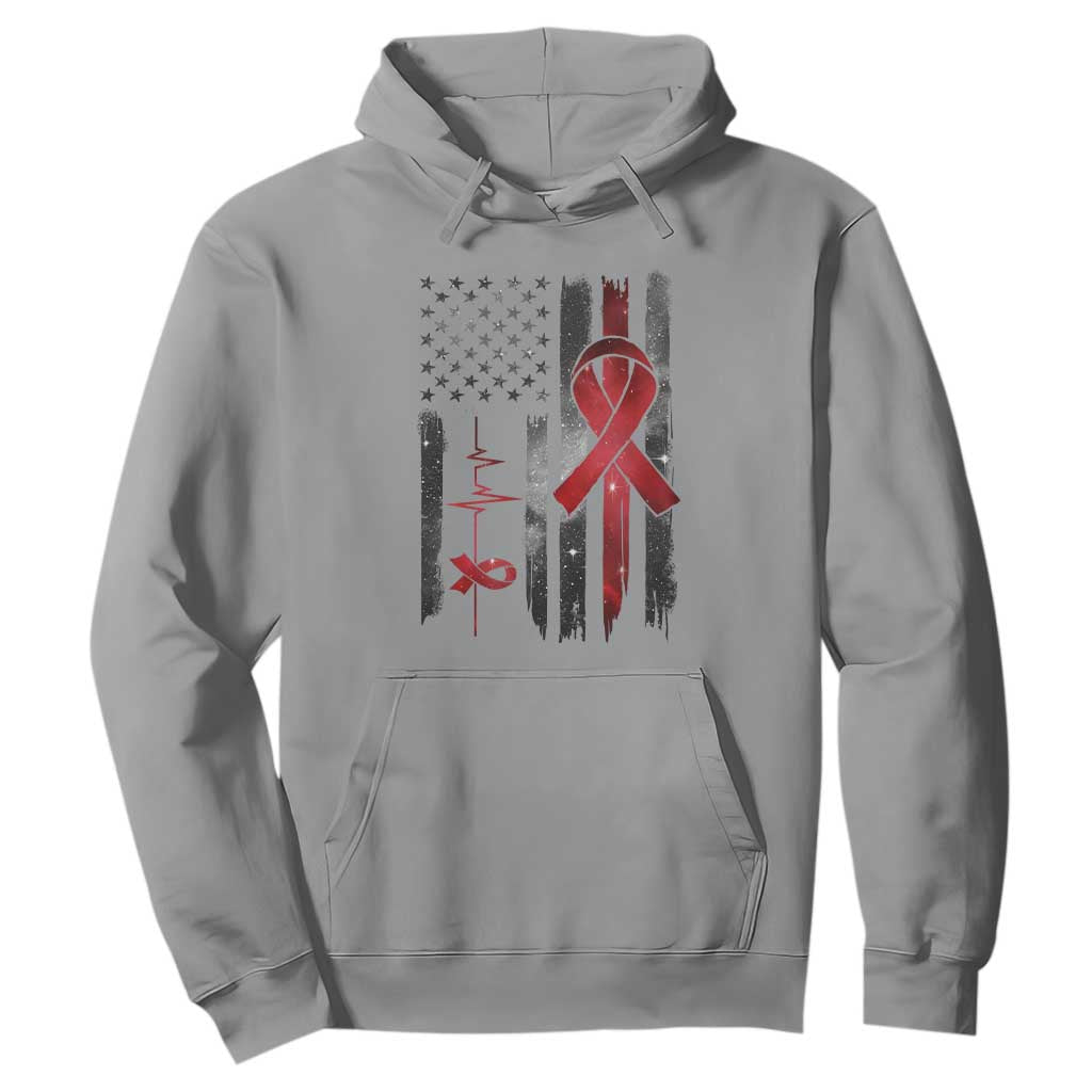 World AIDS Day Hoodie American Flag Red Ribbon Gift