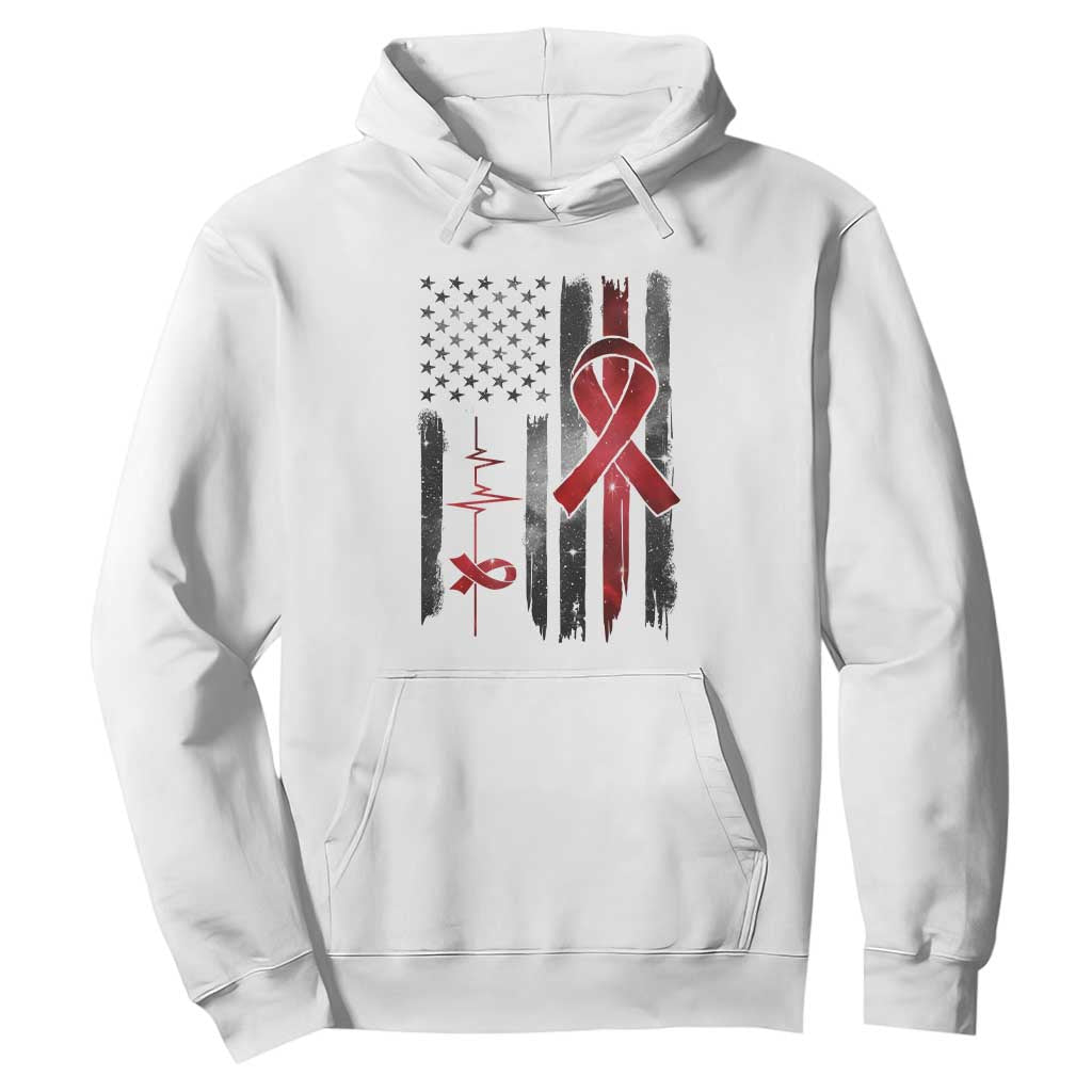 World AIDS Day Hoodie American Flag Red Ribbon Gift