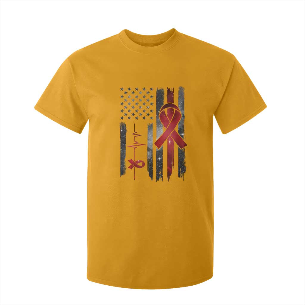 World AIDS Day T Shirt For Kid American Flag Red Ribbon Gift