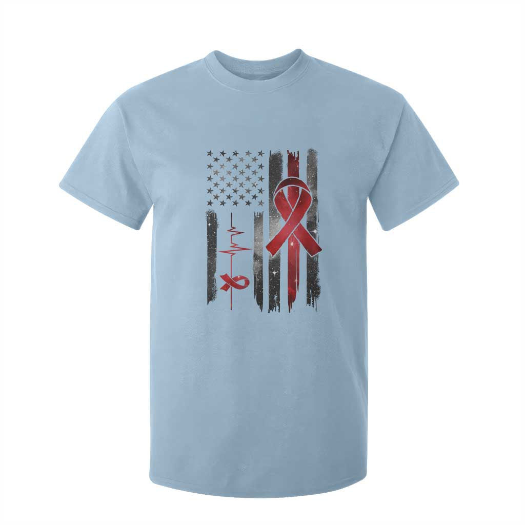 World AIDS Day T Shirt For Kid American Flag Red Ribbon Gift