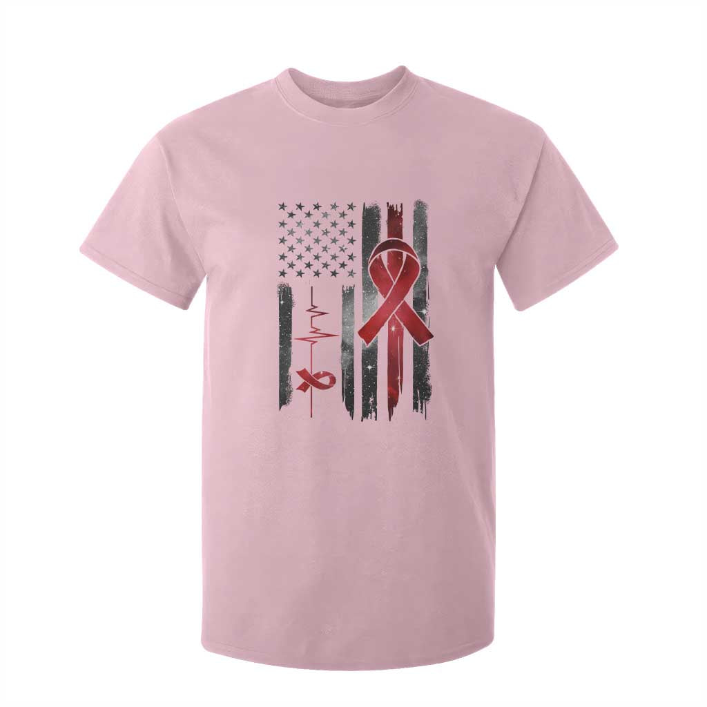 World AIDS Day T Shirt For Kid American Flag Red Ribbon Gift