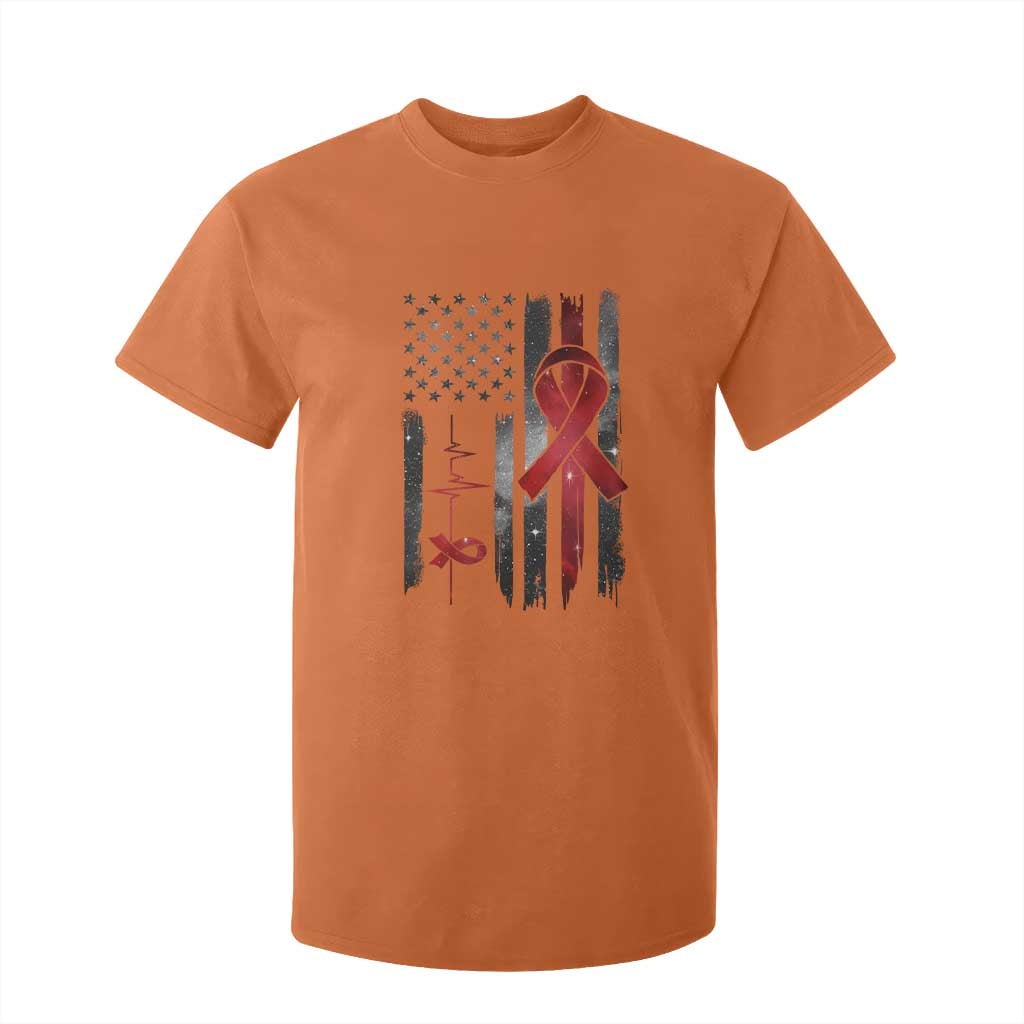 World AIDS Day T Shirt For Kid American Flag Red Ribbon Gift