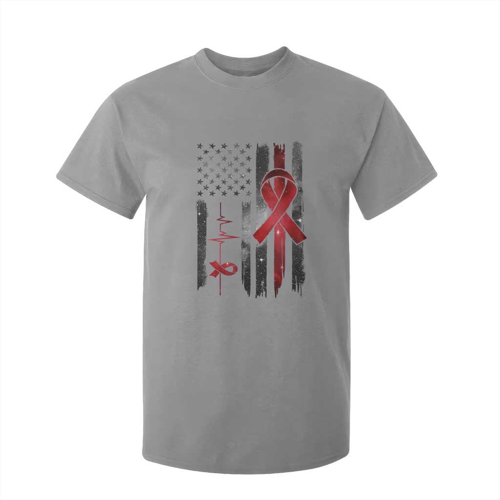 World AIDS Day T Shirt For Kid American Flag Red Ribbon Gift