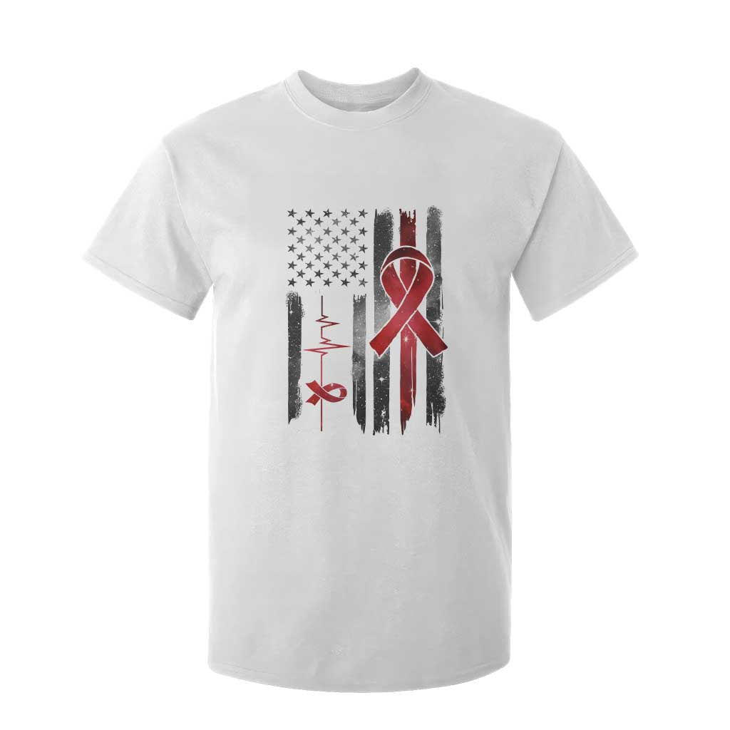 World AIDS Day T Shirt For Kid American Flag Red Ribbon Gift