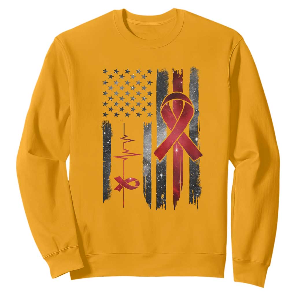 World AIDS Day Sweatshirt American Flag Red Ribbon Gift