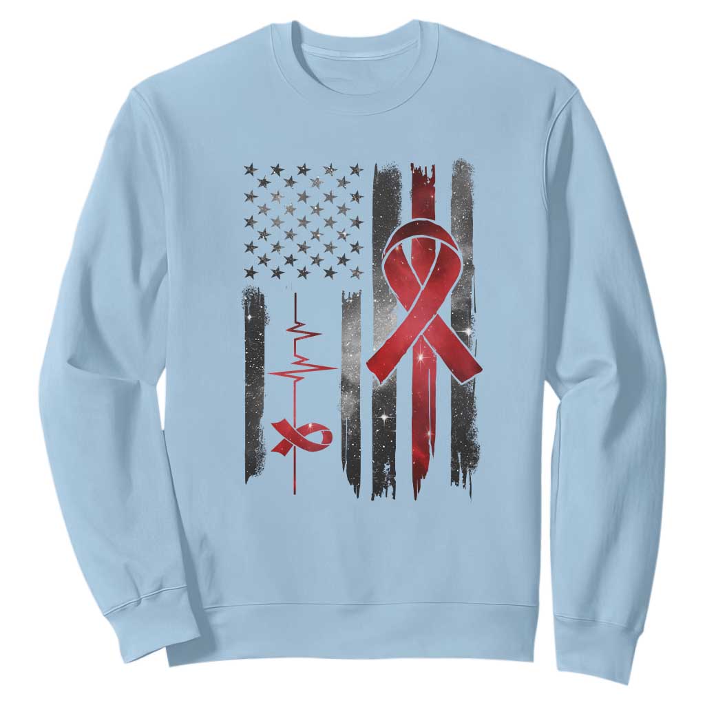 World AIDS Day Sweatshirt American Flag Red Ribbon Gift