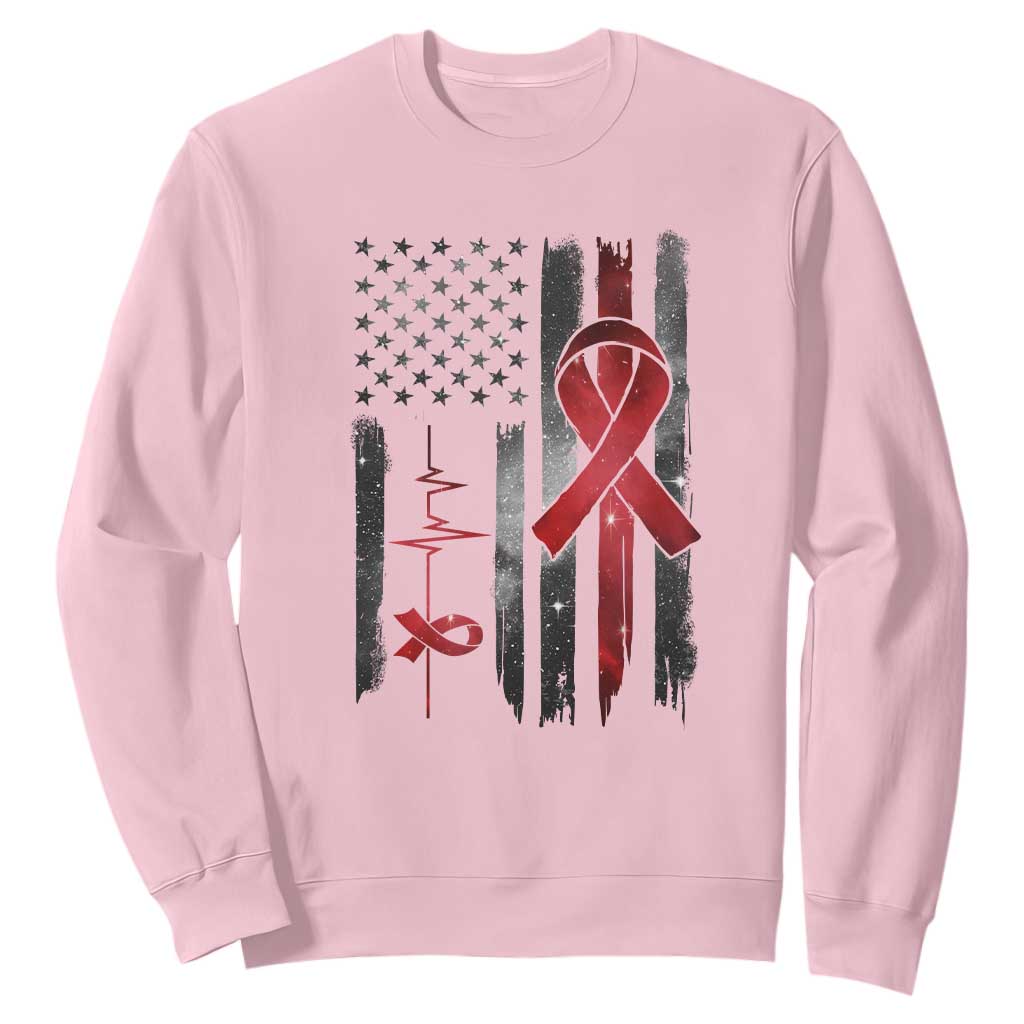 World AIDS Day Sweatshirt American Flag Red Ribbon Gift