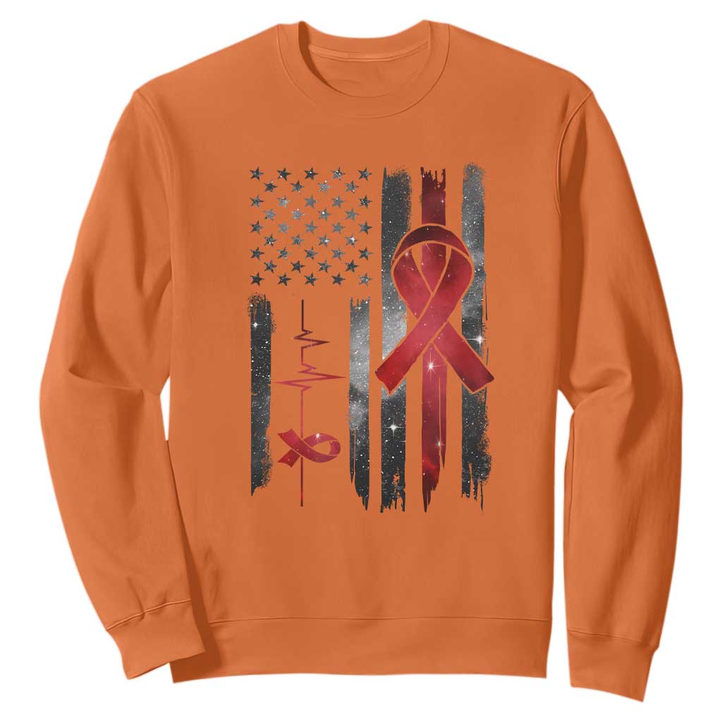 World AIDS Day Sweatshirt American Flag Red Ribbon Gift