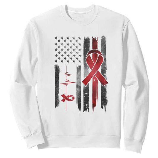 World AIDS Day Sweatshirt American Flag Red Ribbon Gift