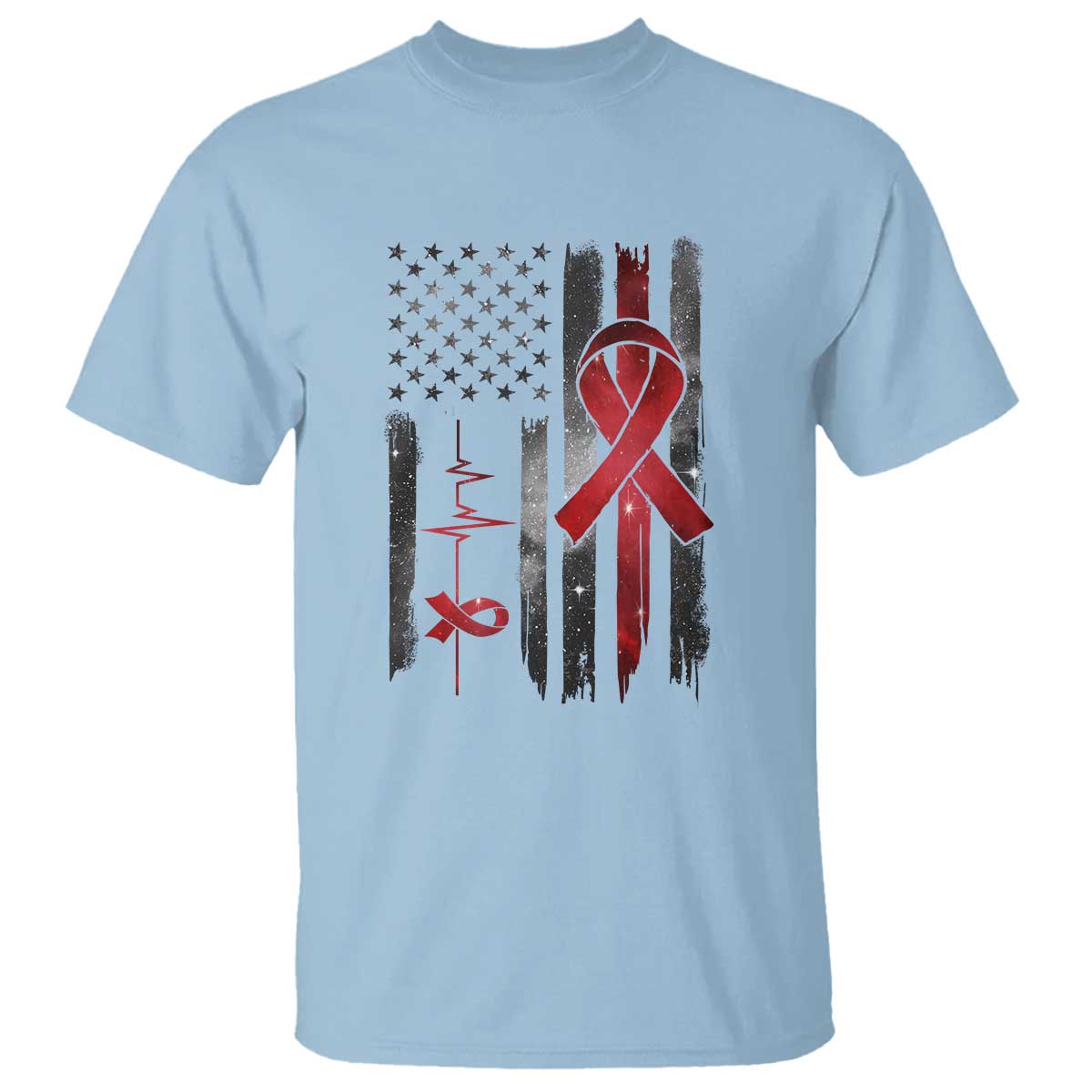 World AIDS Day T Shirt American Flag Red Ribbon Gift