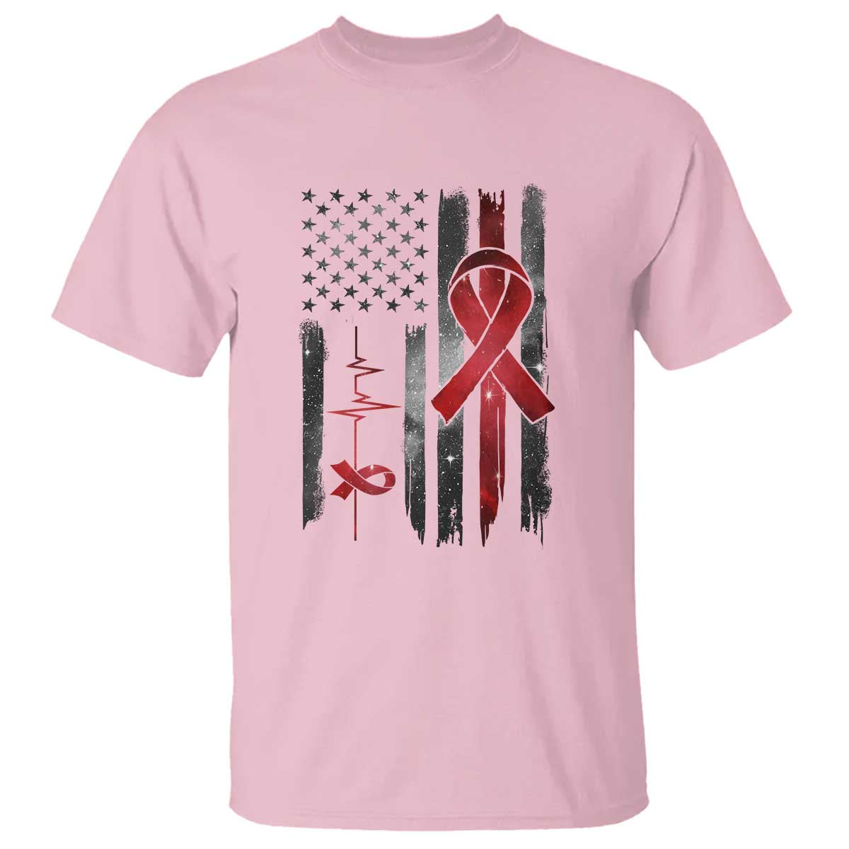 World AIDS Day T Shirt American Flag Red Ribbon Gift