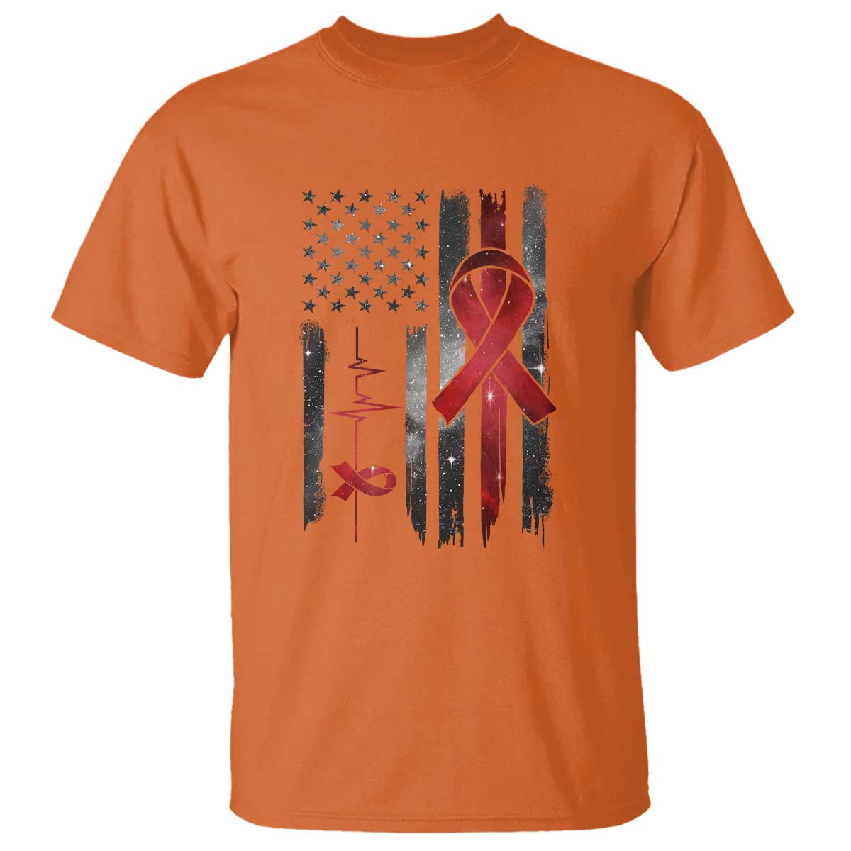 World AIDS Day T Shirt American Flag Red Ribbon Gift