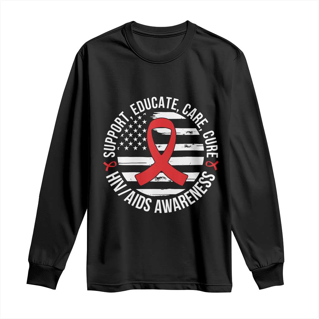 Support Educate Care Cure HIV Support Month Gift Long Sleeve Shirt