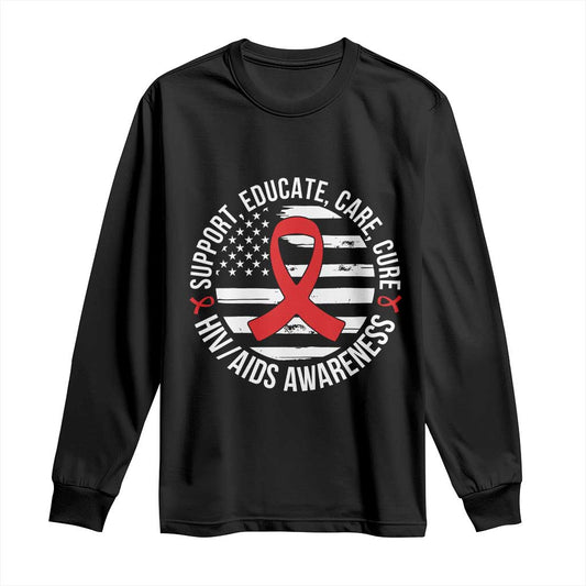 Support Educate Care Cure HIV Support Month Gift Long Sleeve Shirt