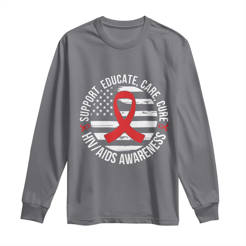 Support Educate Care Cure HIV Support Month Gift Long Sleeve Shirt