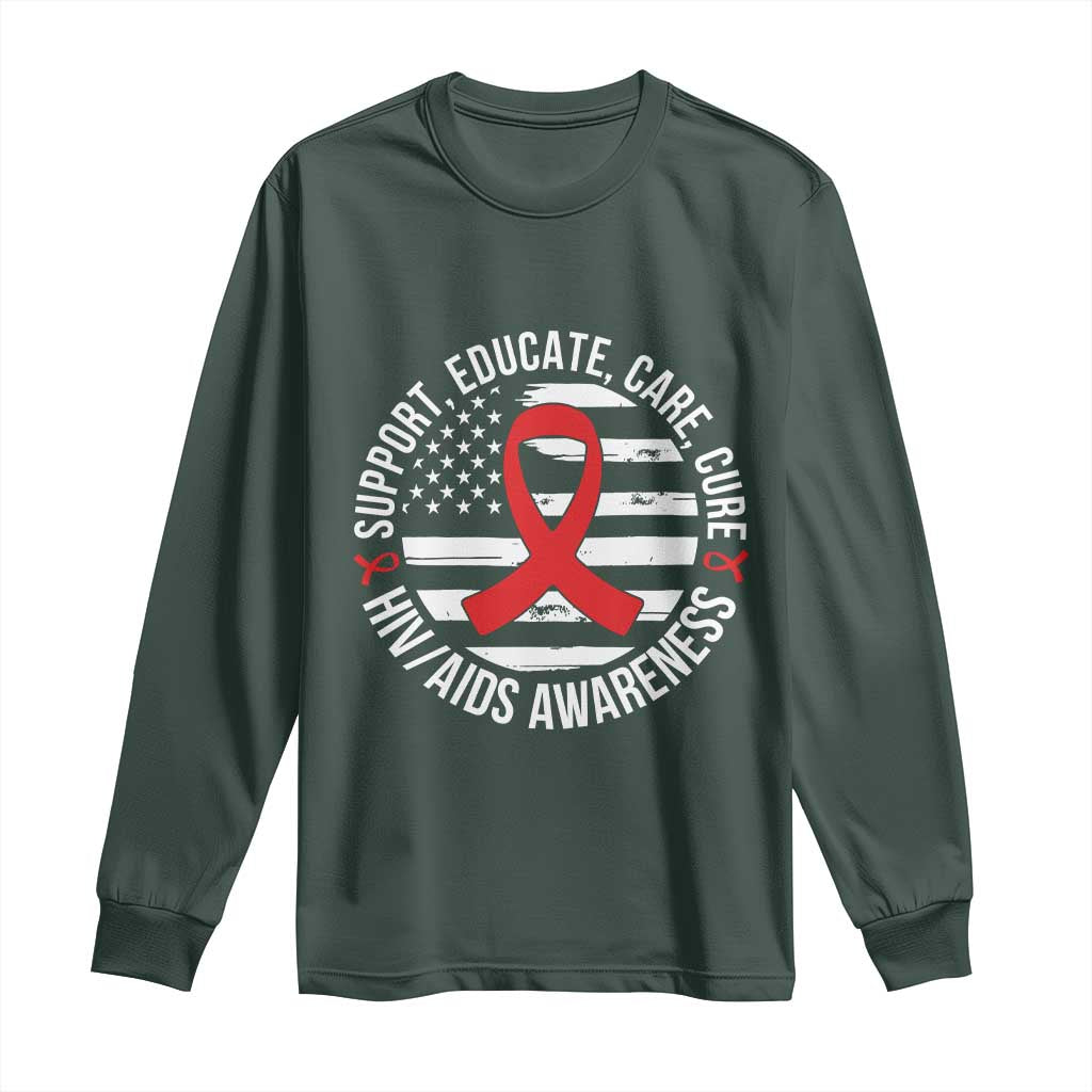 Support Educate Care Cure HIV Support Month Gift Long Sleeve Shirt