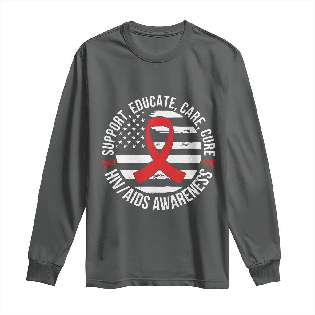 Support Educate Care Cure HIV Support Month Gift Long Sleeve Shirt