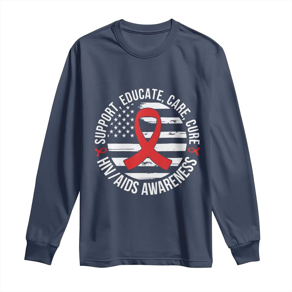 Support Educate Care Cure HIV Support Month Gift Long Sleeve Shirt